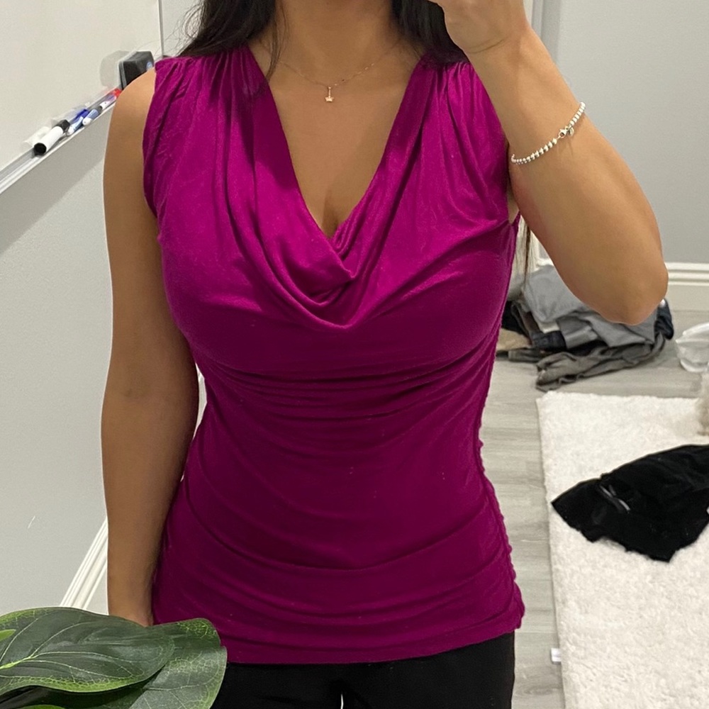 Express fuschia ruffle tank top